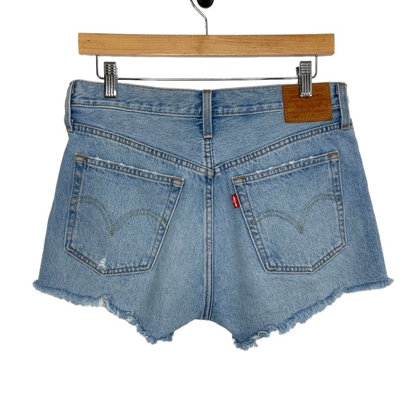 Levi's 501 Premium Women High Rise Denim Cut Off Shorts Sz 28 Rainbow Button Fly - Picture 2 of 10